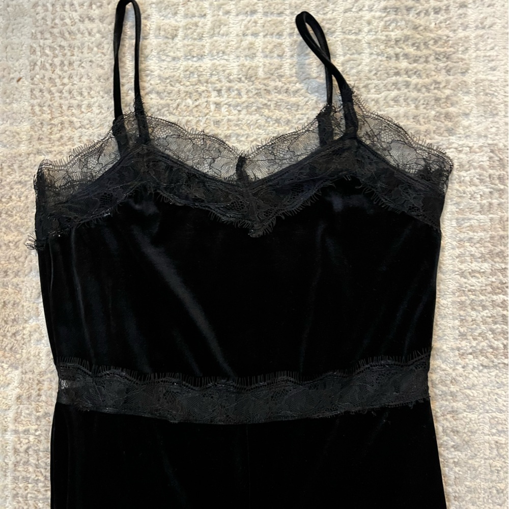 NORDSTROM | Walter Baker black velvet and lace Lexi Jumpsuit romper S - Picture 3 of 5